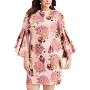 Betsey Johnson Plus Womens Boat Neck Floral Cocktail Dress size 22W